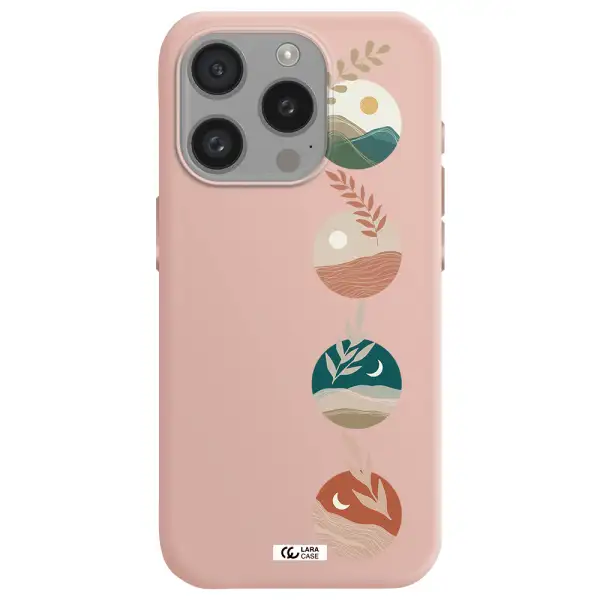 Natural Landscape Apple Iphone 15 Pro Silicone Pastel Pink Case