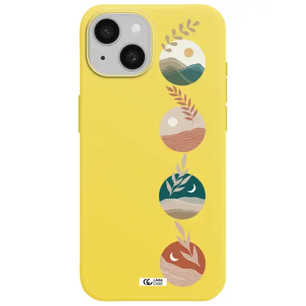 Natural Landscape Apple iPhone 15 Silicone canary yellow Case