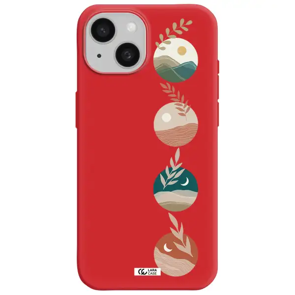 Natural Landscape Apple Iphone 15 Silicone Imperial Red Case