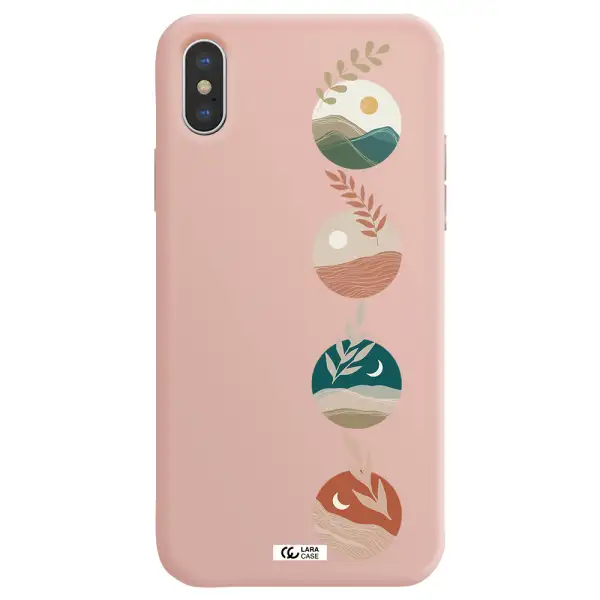 Natural Landscape Apple iPhone X Silicone pastel pink Case