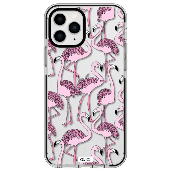 Flamingo Apple iPhone 11 pro max impact black border Case