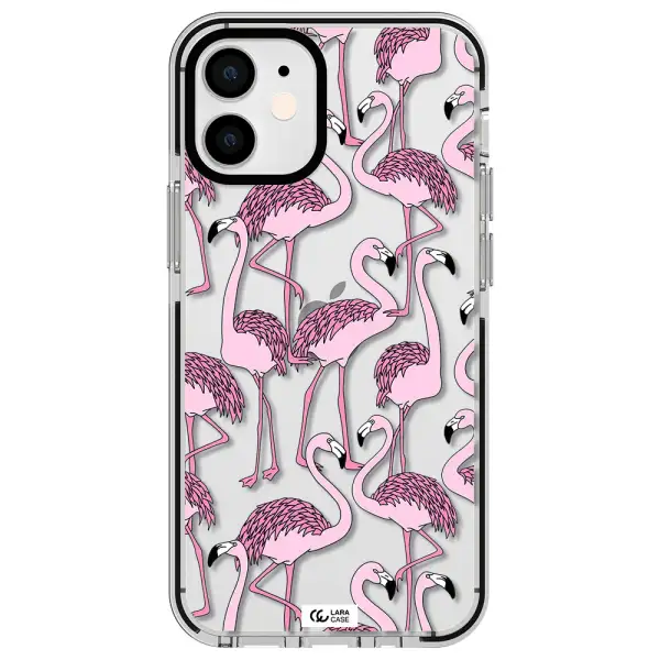 Flamingo Apple iPhone 12 mini impact black border Case