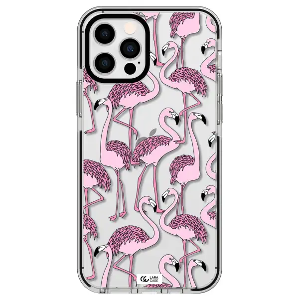 Flamingo Apple iPhone 12 pro impact black border Case