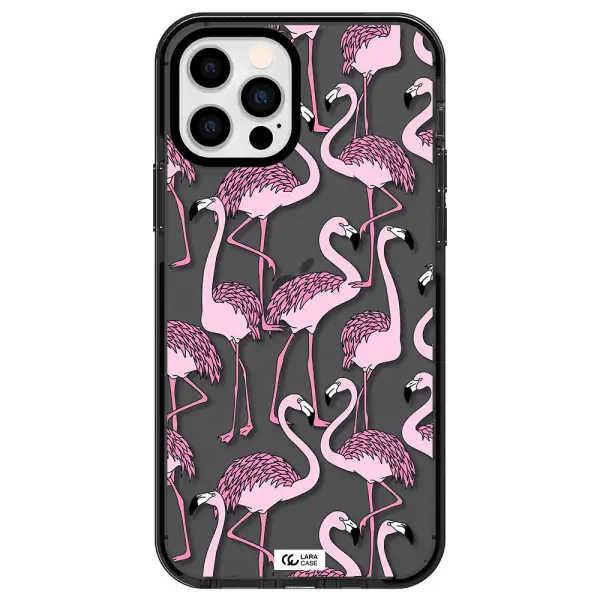 Flamingo Apple iPhone 12 pro impact Smoke Black Case