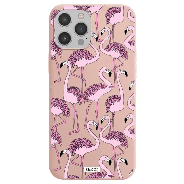 Flamingo Apple iPhone 12 pro max Silicone pastel pink Case