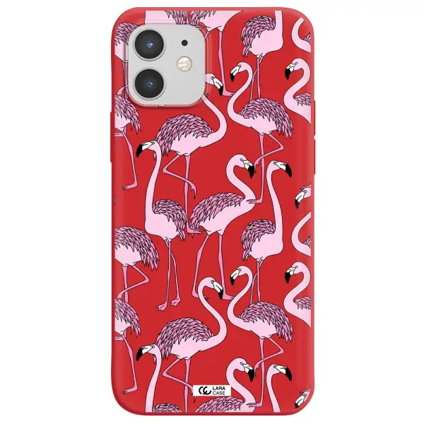 Flamingo Apple iPhone 12 Silicone Imperial Red Case