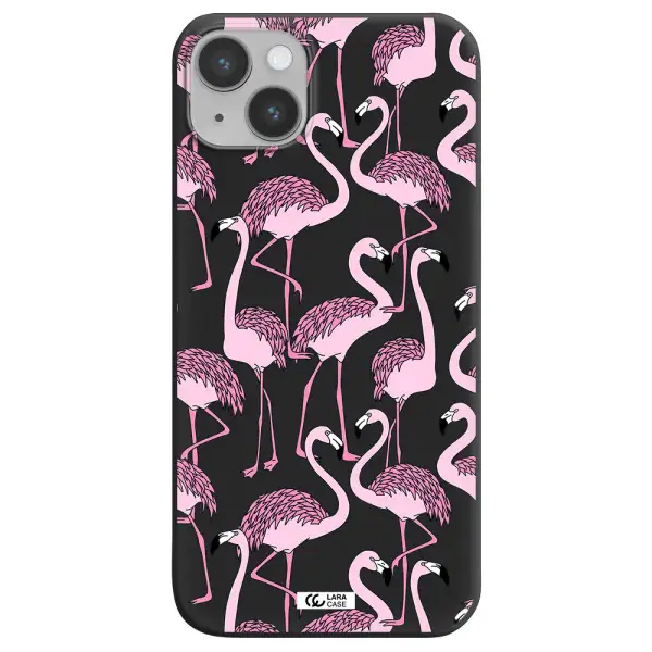 Flamingo Apple iPhone 14 Silicone black Case