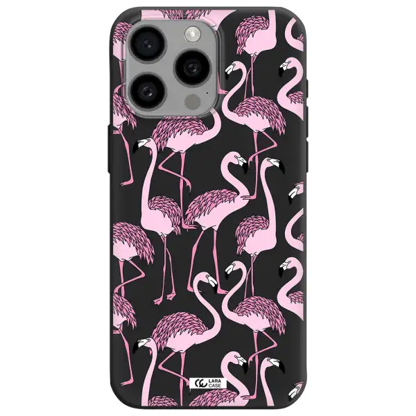 Flamingo Apple Iphone 15 Pro max Silicone black Case