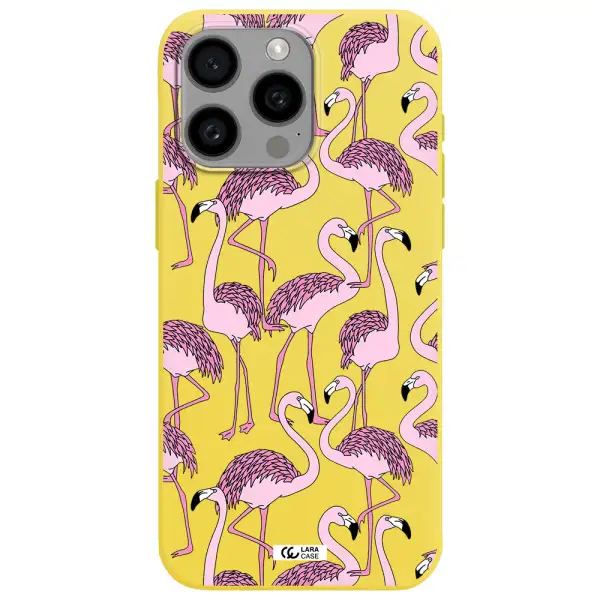 Flamingo Apple Iphone 15 Pro max Silicone canary yellow Case