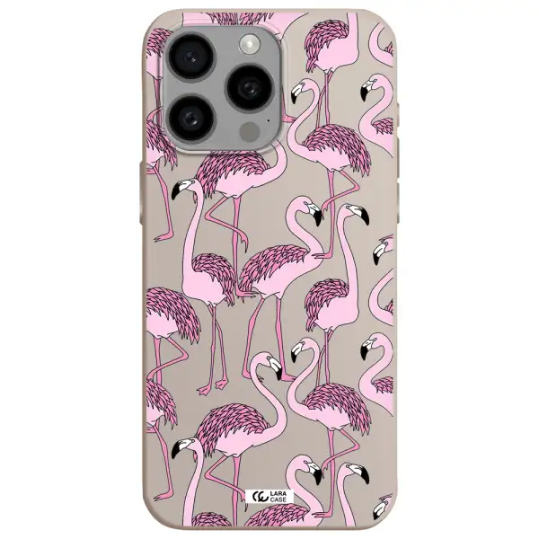 Flamingo Apple Iphone 15 Pro max Silicone Stone Case