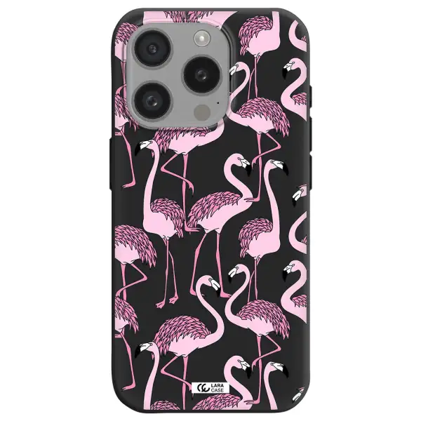 Flamingo Apple Iphone 15 Pro Silicone Black Case