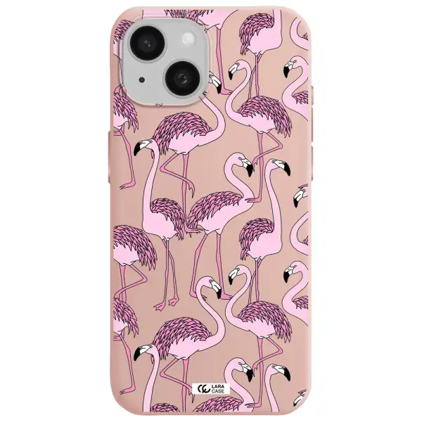 Flamingo Apple Iphone 15 Silicone Pastel Pink Case