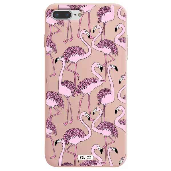 Flamingo Apple iPhone 8 plus Silicone pastel pink Case