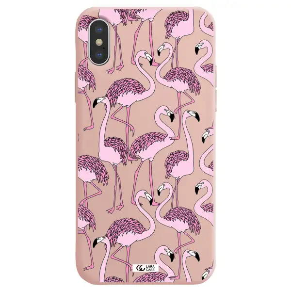 Flamingo Apple iPhone X Silicone pastel pink Case