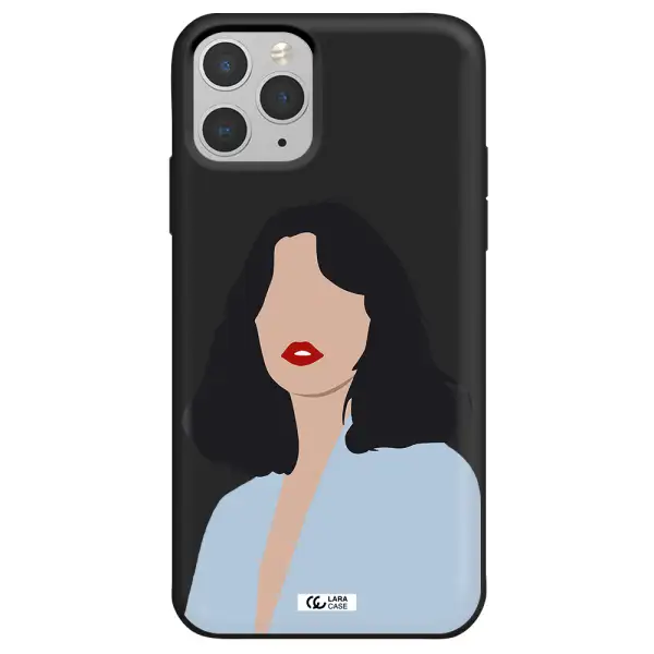Minimalist Girl Portrait Apple iPhone 11 pro Silicone black Case
