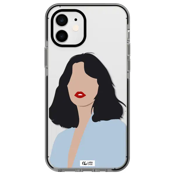 Minimalist Girl Portrait Apple iPhone 12 impact black border Case