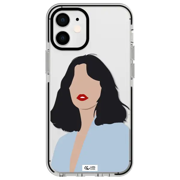 Minimalist Girl Portrait Apple iPhone 12 mini impact black border Case