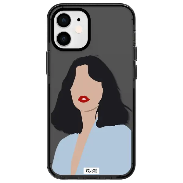 Minimalist Girl Portrait Apple iPhone 12 mini impact Smoke Black Case