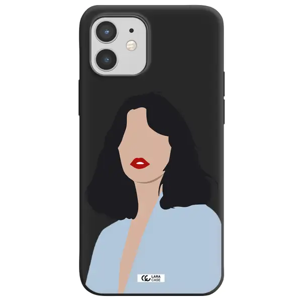 Minimalist Girl Portrait Apple iPhone 12 mini Silicone black Case