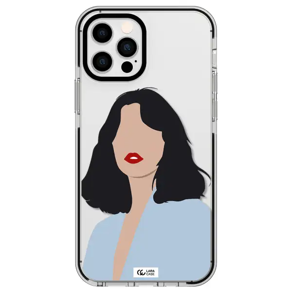 Minimalist Girl Portrait Apple iPhone 12 pro impact black border Case