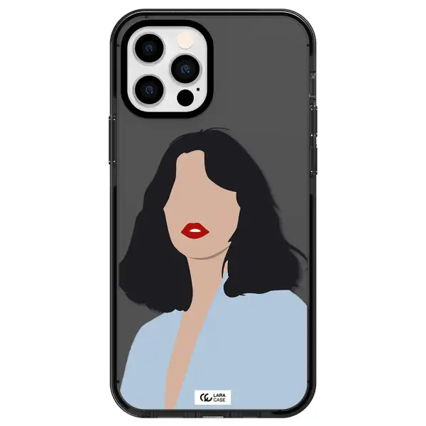 Minimalist Girl Portrait Apple iPhone 12 pro impact Smoke Black Case