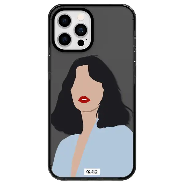Minimalist Girl Portrait Apple iPhone 12 pro max impact Smoke Black Case