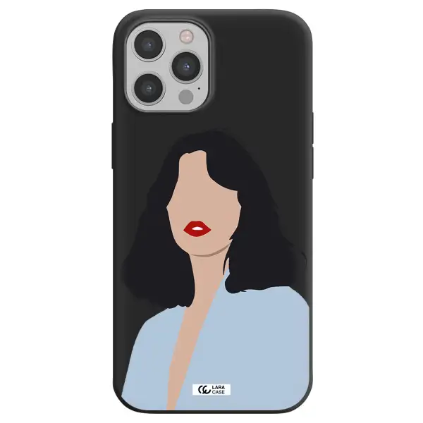 Minimalist Girl Portrait Apple iPhone 12 pro max Silicone black Case