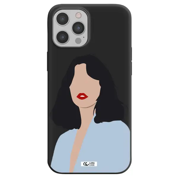 Minimalist Girl Portrait Apple iPhone 12 pro Silicone black Case