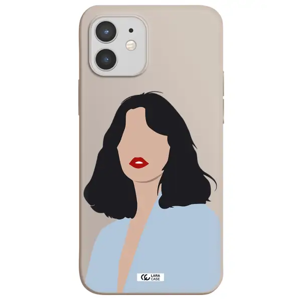 Minimalist Girl Portrait Apple iPhone 12 Silicone Stone Case
