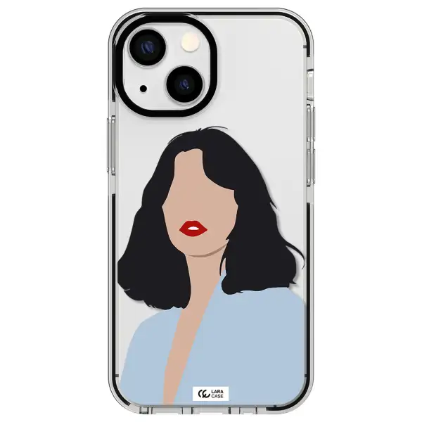 Minimalist Girl Portrait Apple iPhone 13 mini impact black border Case