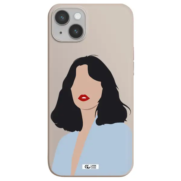 Minimalist Girl Portrait Apple iPhone 14 plus Silicone Stone Case