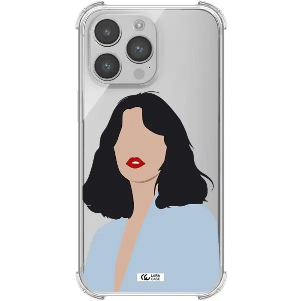 Minimalist Girl Portrait Apple iPhone 14 pro max Clear PC Case