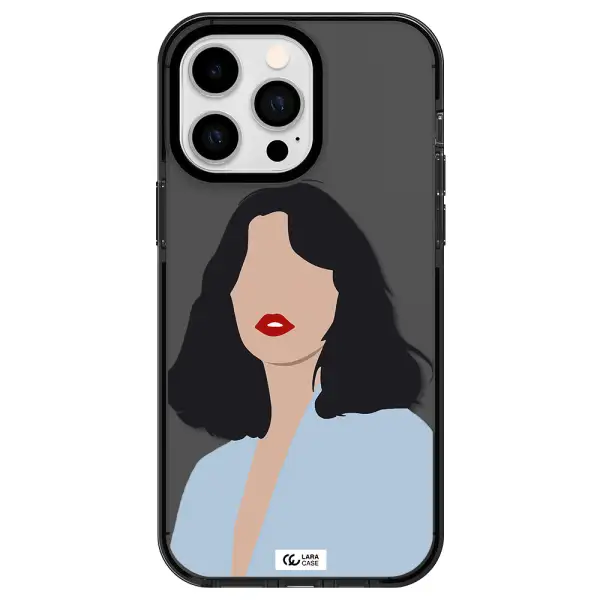 Minimalist Girl Portrait Apple iPhone 14 pro max impact Smoke Black Case