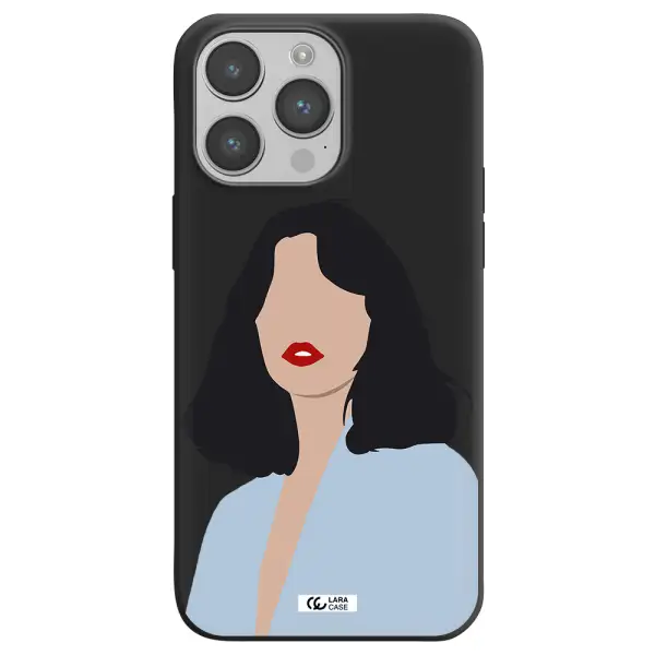 Minimalist Girl Portrait Apple iPhone 14 pro max Silicone black Case