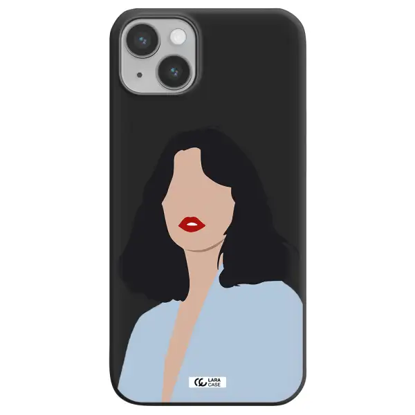 Minimalist Girl Portrait Apple iPhone 14 Silicone black Case