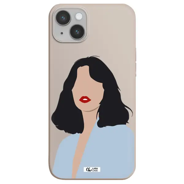 Minimalist Girl Portrait Apple iPhone 14 Silicone Stone Case