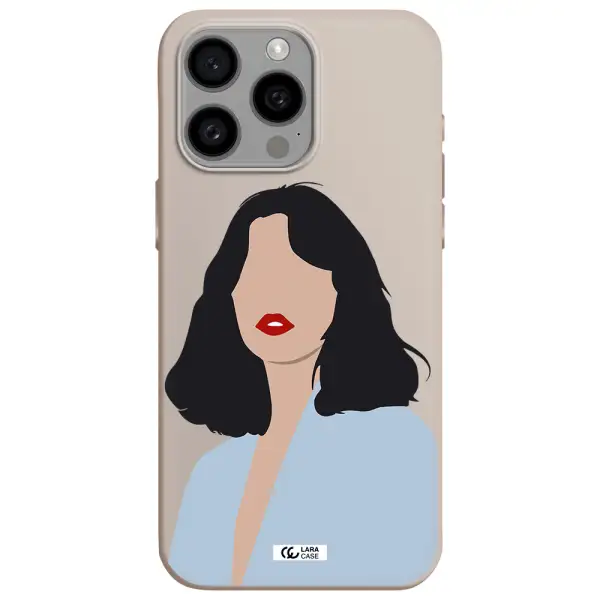 Minimalist Girl Portrait Apple Iphone 15 Pro max Silicone Stone Case