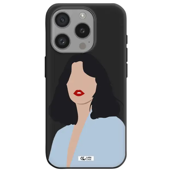 Minimalist Girl Portrait Apple Iphone 15 Pro Silicone Black Case