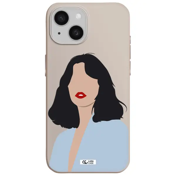Minimalist Girl Portrait Apple iPhone 15 Silicone Stone Case