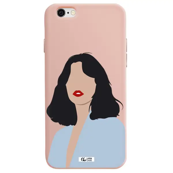 Minimalist Girl Portrait Apple iPhone 6 Silicone pastel pink Case