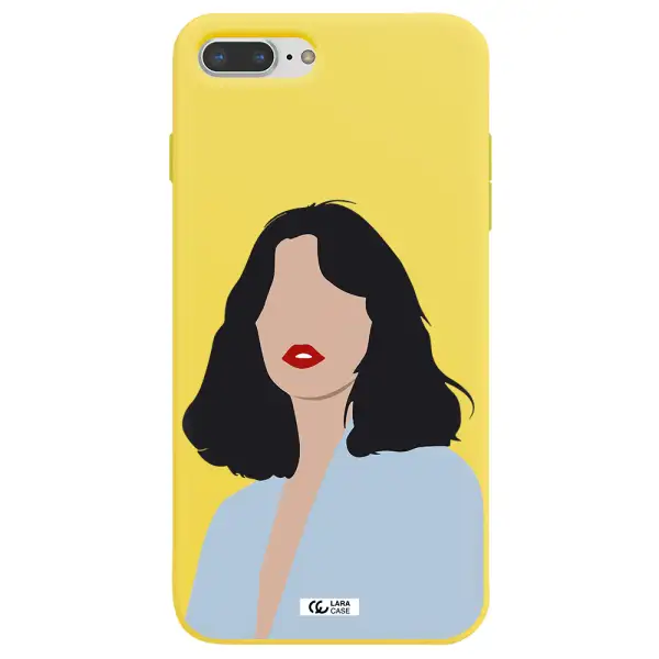 Minimalist Girl Portrait Apple iPhone 7 plus Silicone canary yellow Case