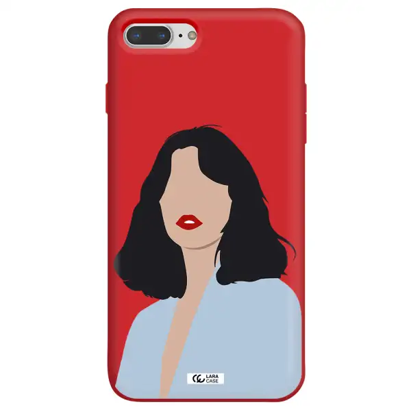 Minimalist Girl Portrait Apple iPhone 7 plus Silicone Imperial Red Case