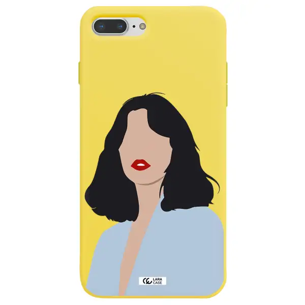 Minimalist Girl Portrait Apple iPhone 8 plus Silicone canary yellow Case