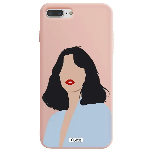 Minimalist Girl Portrait Apple iPhone 8 plus Silicone pastel pink Case