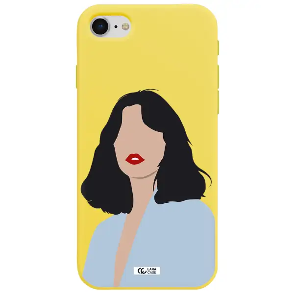 Minimalist Girl Portrait Apple iPhone se 2020 Silicone canary yellow Case