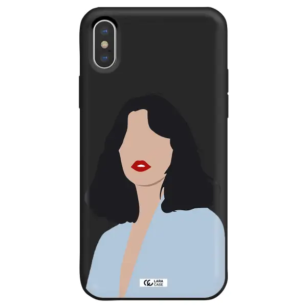 Minimalist Girl Portrait Apple iPhone XS max Silicone black Case