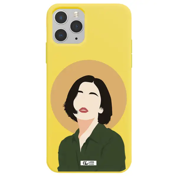 Portrait Of A Girl In A Green Dress Apple iPhone 11 pro max Silicone canary yellow Case