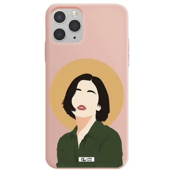 Portrait Of A Girl In A Green Dress Apple iPhone 11 pro max Silicone pastel pink Case