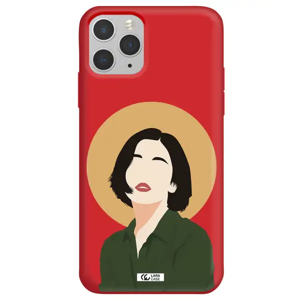 Portrait Of A Girl In A Green Dress Apple iPhone 11 pro Silicone Imperial Red Case