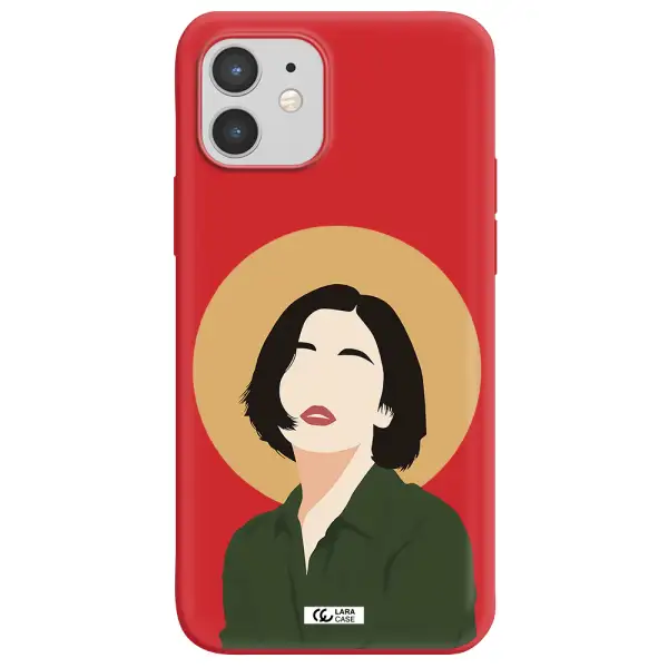 Portrait Of A Girl In A Green Dress Apple iPhone 12 mini Silicone Imperial Red Case